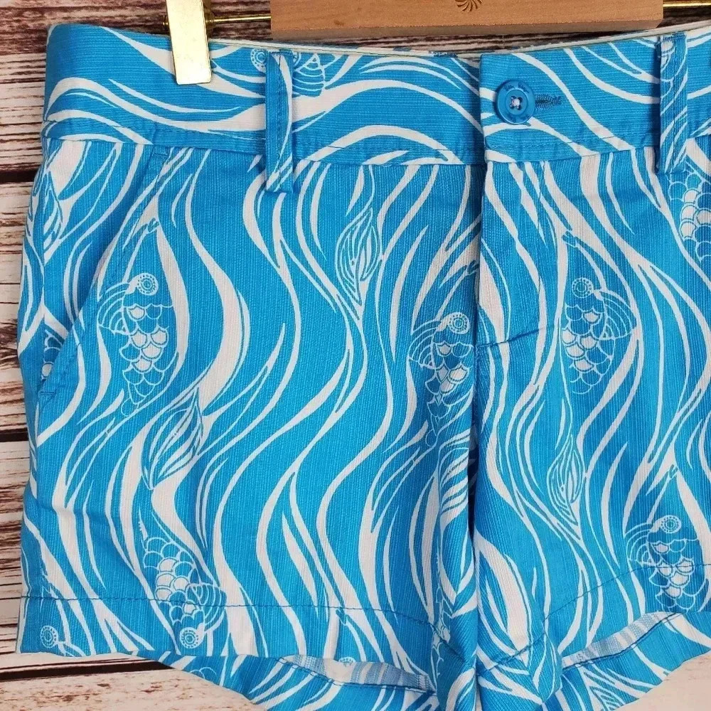 Lilly Pulitzer Womens Size 2 Blue/WhiteJoe Fish Callahan Shorts - Picture 3 of 10